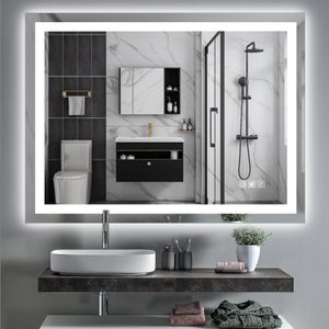 LED banyo aynası 48x 36 inç ışıklar, buğda karartma LED banyo vanity ayna