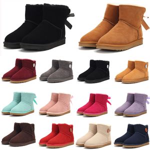 Projektant Bailey Mini Button Boots Women Snow But Fur Sheepskin Chestnut Sand Murtard Seed Beige Australian Kids Krótki BATEY BAULE Z KAMKI