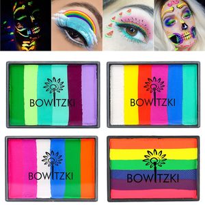 Краска для тела Bowitzki UV Glow Split Cakes Неоновая Радужная водная активная подводка для глаз Краски для лица Body Painting Макияж тени для век 50 г 231012