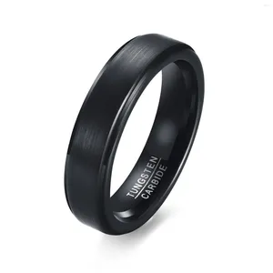 Anéis de casamento simples 5 mm de carboneto de tungstênio aço fosco com acabamento preto e dourado joia para homens