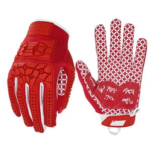 Sports Gloves Seibertron Lineman 2.0 Padded Palm American Football Receiver Gloves Flexible TPR Impact Protection Rugby Red Glove Adult 231011