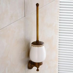 Suporte para escovas de banheiro Tipo europeu para el Suporte para escova de banheiro Cor de latão antigo Material de latão sólido Suporte para escova de limpeza montado na parede 231012