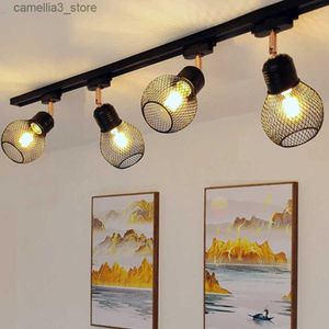 Ceiling Lights Vintage Industrial LED Track Lights Track Rail Spotlights lamp with E27 Bulb LED Ceiling Track Lamp for Clothing Store Decor Q231012