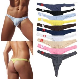 Unterhosen 10 teile / los Sexy Herren Unterwäsche Niedrige Taille Cueca Eis Seide G-String Homosexuell T-Back Tanga Jockstrap Bikini Slips Höschen241B