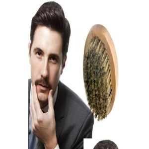 Escovas de cabelo novo javali cerdas barba bigode escova militar duro redondo cabo de madeira antiestático pente de pêssego ferramenta de cabeleireiro para mim dhlfj