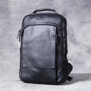 Mochila moda estilo coreano couro genuíno homens bagpack caminhadas mochila masculino viagem diário preto m803