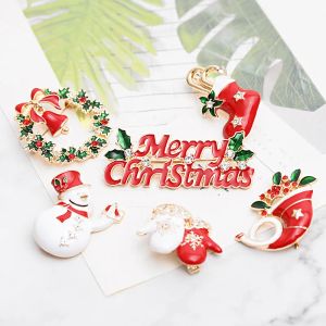 Natal tema broches strass boneco de neve grinalda árvore casual escritório charme broche pinos para mulheres presentes de jóias de natal