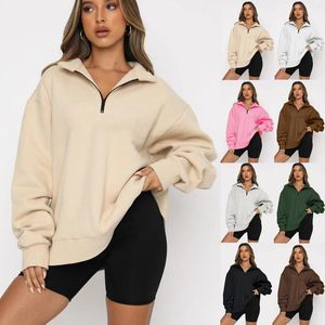 Damen-Kapuzenpullover, lässig, Streetwear, extra samtisoliert, langärmeliges Sweatshirt mit Reißverschluss für Damen