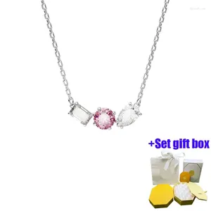 Цепочки высокого качества, женское серебряное розовое ожерелье с бриллиантами на ключице, подходящее для красивых женщин