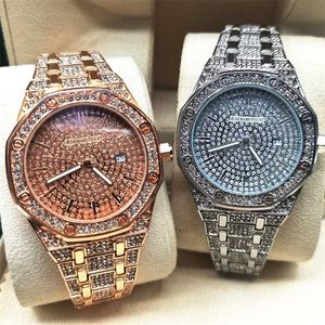 Tasarımcı Diamond High Designer Kaliteli Buzlu Kadın Strap Strap Full Quartz Hareket