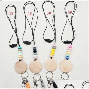 Anhänger Halsketten Großhandel Personalisierte Sile Bead Bleistift Halskette Blank Disc Quaste Anhänger Kette Mticolor Schmuck Halsketten Anhänger Dh7Hj