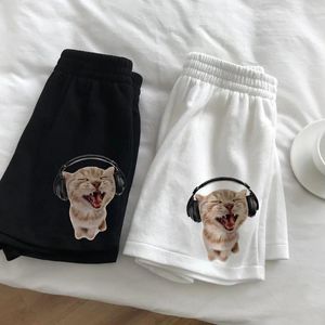 Women's Shorts High Waist Star Fun Kitten Print Summer Harajuku Fashion Sports Sweatpants Beach Y2k Loose Clothing