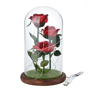 Dekorativa blommor Simuleringsskugga Glass Rose LED Micro Flower Immortal Llight Home Garden Slumpmässigt prydnadssortiment