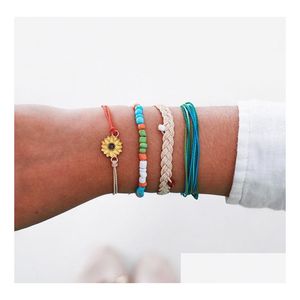 Braccialetti con ciondoli Bracciale con ciondoli Ins Moda Cool Girls Miglior festa Boho Braccialetti con girasoli Matrimonio fatto a mano Gioielli con nodo vintage Bracel Dh8Yk