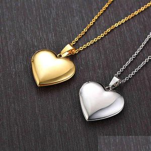 Vnox Romantic Heart Po Frame Necklaces For Women Gifts Can Be Opened Stainless Steel Promise Love Keepsake Jewelry Dhgarden Ots1L