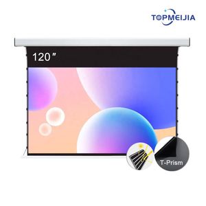 Tela de projeção de teto motorizada Slimline de 120 polegadas PRO CLR luz ambiente rejeitando tela de projetor de teto 4K