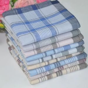Cravat 12pcs/lot Classic Plaid Men's Party Handkerchief Cotton Fabric Hanky Pocket Square 38*38cm 231012