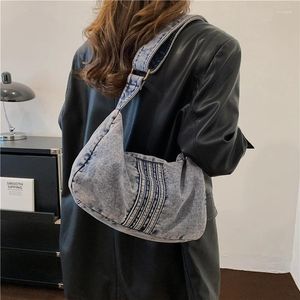 Sacos de noite Marca de alta qualidade lona ombro para mulheres lavadas denim totes casuais moda hobos japão e coreia bolsas de pano