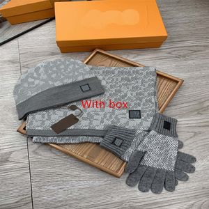 yy2023 New Scarf Hat Glove Set Designer Hat Scarf Checkered Scarf Classic 3 Piece Set Winter Warm skullcap Men Women Knitted Scarf Wool Material Skull Cap Band Box