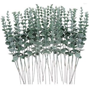 Decorative Flowers 12/24pcs Eucalyptus Stems Artificial Plants Fake For Christmas Home Decor Garden Wreaths Decoration