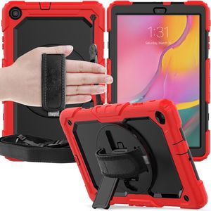 Trzy warstwy odporne na wstrząsy dla Samsung/Lenovo/Huawei Tablet 360 Obracający się wytrzymały silikonowy osłona ciężka iPad Protector z uchwytem ołówkiem ręcznie przenosząc pasek.