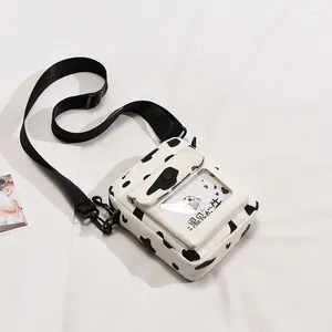 Waist Bags Cute Cow Mini Shoulder Crossbody Bag For Women Kawaii Canvas Female Student Small Messenger Korean Fashion Phone Purses