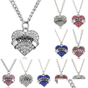 Pendant Necklaces Diamond Peach Heart Pendant Necklace Mothers Day New Year Gift Family Rhinestone Womens Jewelry Jewelry Necklaces Pe Dhags