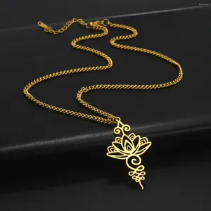 Ketten Edelstahl Halskette Yoga OM Symbol Lotus Anhänger Hinduismus Amulett Drittes Auge von Shiva Kette für Frauen Schmuck Geschenk 2023