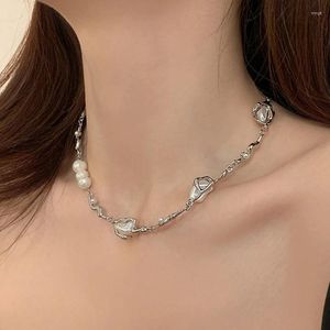 Collane con ciondolo Collana corta irregolare con perle barocche Lunghezza regolabile Gioielli regalo con catena clavicola per personalità da donna