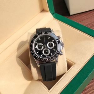 With original box luxury watches men automatic black watch size 40MM Ceramic ring Stainless steel case rubber strap waterproof sapphire glass