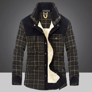 Jaquetas masculinas jaqueta de inverno homens engrossar camisas de lã quente casacos 100% algodão xadrez flanela jaqueta militar roupas chaquetas hombre tamanho M-4XL 231012