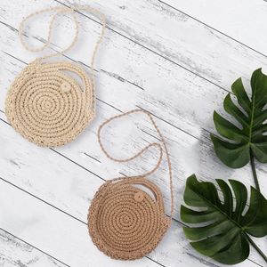 Sacos de cintura círculo mão tecido redondo retro rattan praia saco crossbody feriado trançado mão bill ombro bonito