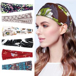 Grampos de cabelo WLP moda esporte yoga penteados elástico bandana para mulheres impressão flor folha turbante suor-absorvente headwrap acessórios