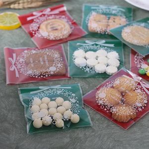 Weihnachtsdekorationen 100 Stück Süßigkeiten-Plätzchen-Dragee-Paket DIY selbstklebende OPP-Geschenktüte Jahr Noel für Heimbackversorgung
