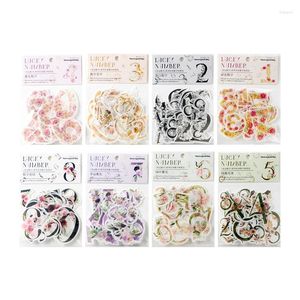 Gift Wrap 40 PCS Sticker Floral Figure Pack Lucky Number Series Creative Small Fresh Hand Tent Stickers 8 Models