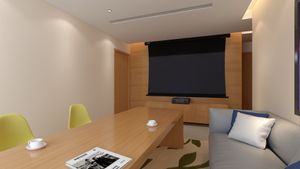 84-дюймовый встраиваемый в потолок ALR моторизованный проекционный экран с ПЭТ-кристаллом и натяжением для домашнего кинотеатра 4K Ультракороткофокусный UST-проектор