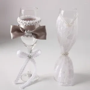 Party Favor Selling 1 Pair Wedding Wine Cup Brud Shower Gift Champagne Rostande glasögon