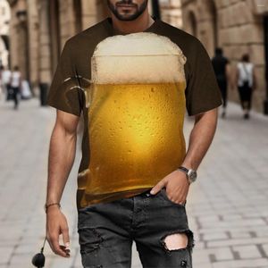 メンズTシャツは男性のためのビッグトール2023ラウンドネックルーズビールバブル3Dデジタルプリントと女性用スリムフィットの長袖シャツ