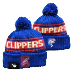 Clippers Beanies Los Angeles Bobble Hats Beyzbol Top Kapakları 2023-24 Moda Tasarımcı Kova Şapka Şapkalı Örgü Sahte Pom Beanie Noel Spor Örgü Şapkası A0