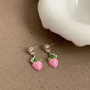 Dangle Earrings 2023 Z87 Fun Cute Zircon Love Strawberry Flower Korean Personality Simple Stud For Women