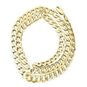 Kedjor Mens Real 10k Yellow Gold Hollow Cuban Curb Link Chain Halsband 8mm 24 tum6639547 Smycken halsband hängen Dhwrw