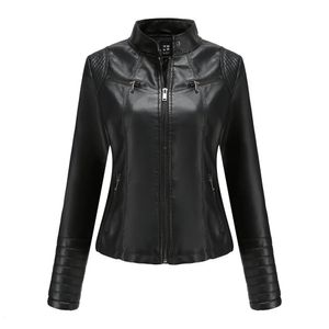 Women's Leather Faux Women Moto Biker Zipper Jacket Autumn Spring Motorcycle 2023 Black Red Coffee Apricot Chaqueta Cuero Mujer 231011