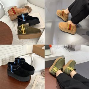 Designer plataforma clássico ultra mini botas estilo nacional botas de neve trança moda bordado tornozelo botas austrália lã quente deslizamento em sapatos