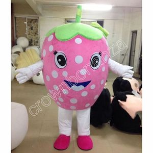 Simpatici costumi della mascotte della fragola Vestito da personaggio dei cartoni animati di Halloween Vestito da festa all'aperto di Natale Abbigliamento pubblicitario promozionale unisex