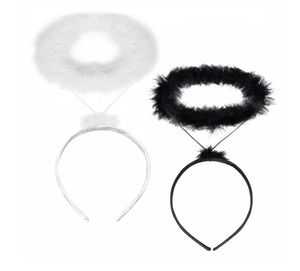 Feather Angel Halo Headband Halloween Fairy Cosplay Costume Accessories Birthday Party Decoration Black White