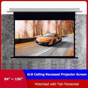 100 Inch 8K/4K Ultra Short Throw Ambient Light Rejecting ALR Voice/Remote Controlled Electric Ceiling Recessed Projector Screen, V1U