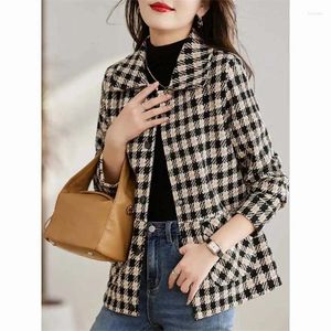 Jaquetas femininas primavera outono curto casaco xadrez 2023 terno jaqueta tendência estilo ocidental outerwear pequena fragrância moda casaco senhoras