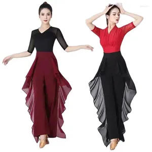 Women's Pants Dance Wide Leg High Waist Lotus Leaf Side Wild Dangling Feel Training 2023 Female