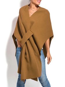 Shawls Women Coats Autumn Winter Loungewear Three Quarter Batwing Sleeve Fashion VNeck Pullover Streetwear Cloak Drop 231012
