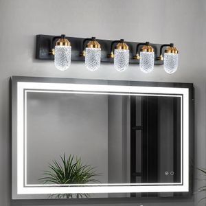 Wysokiej jakości przezroczysty abażur w nowoczesnym designie próżności z 5 żarówkami LED do oświetlenia łazienki